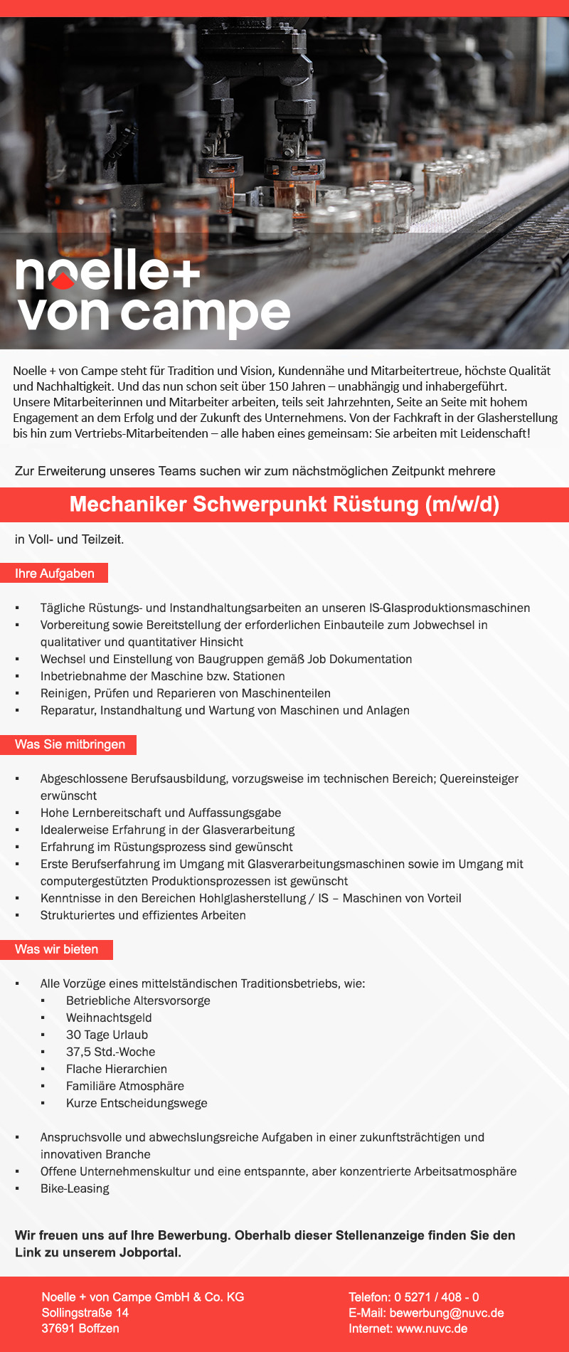 Mechaniker Schwerpunkt Rüstung (m/w/d) - Noelle + von Campe GmbH & Co. KG