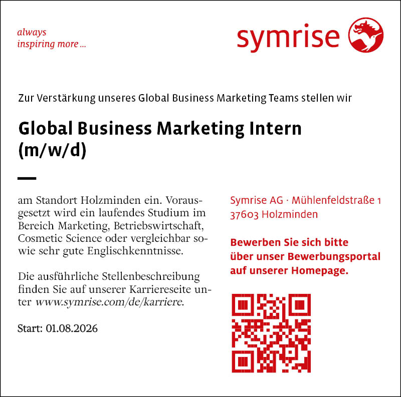 Global Business Marketing Intern  (m/w/d) - Symrise AG 