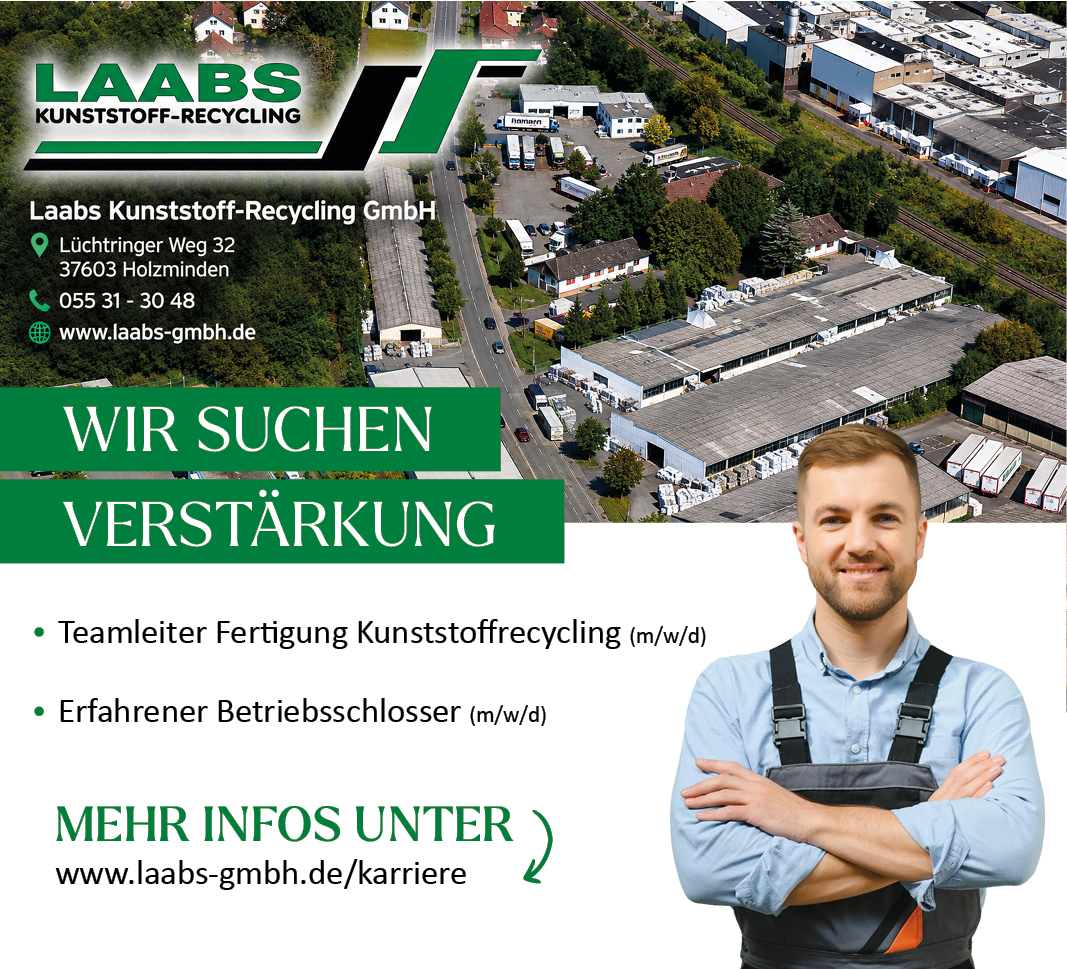 Teamleiter/in Fertigung Kunststoffrecycling / Erfahrene/r Betriebsschlosser/in (m/w/d) - LAABS Kunststoff-Recycling GmbH