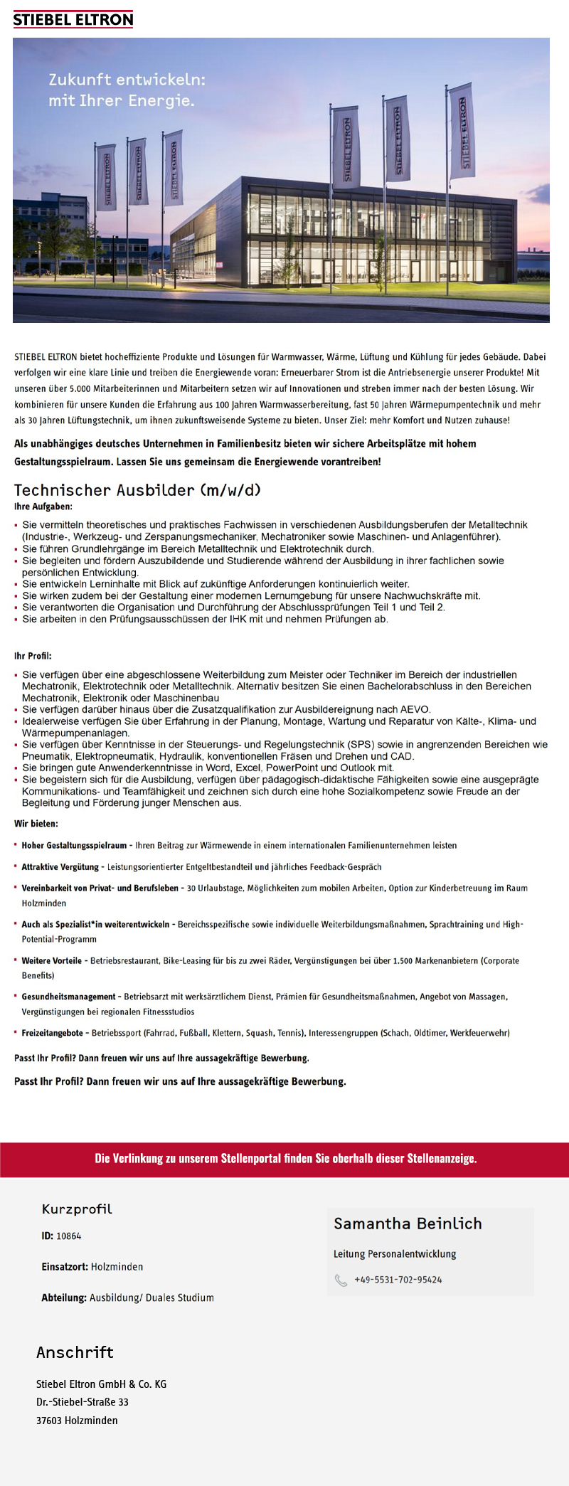 Technische/r Ausbilder/in (m/w/d) - Stiebel Eltron GmbH & Co. KG