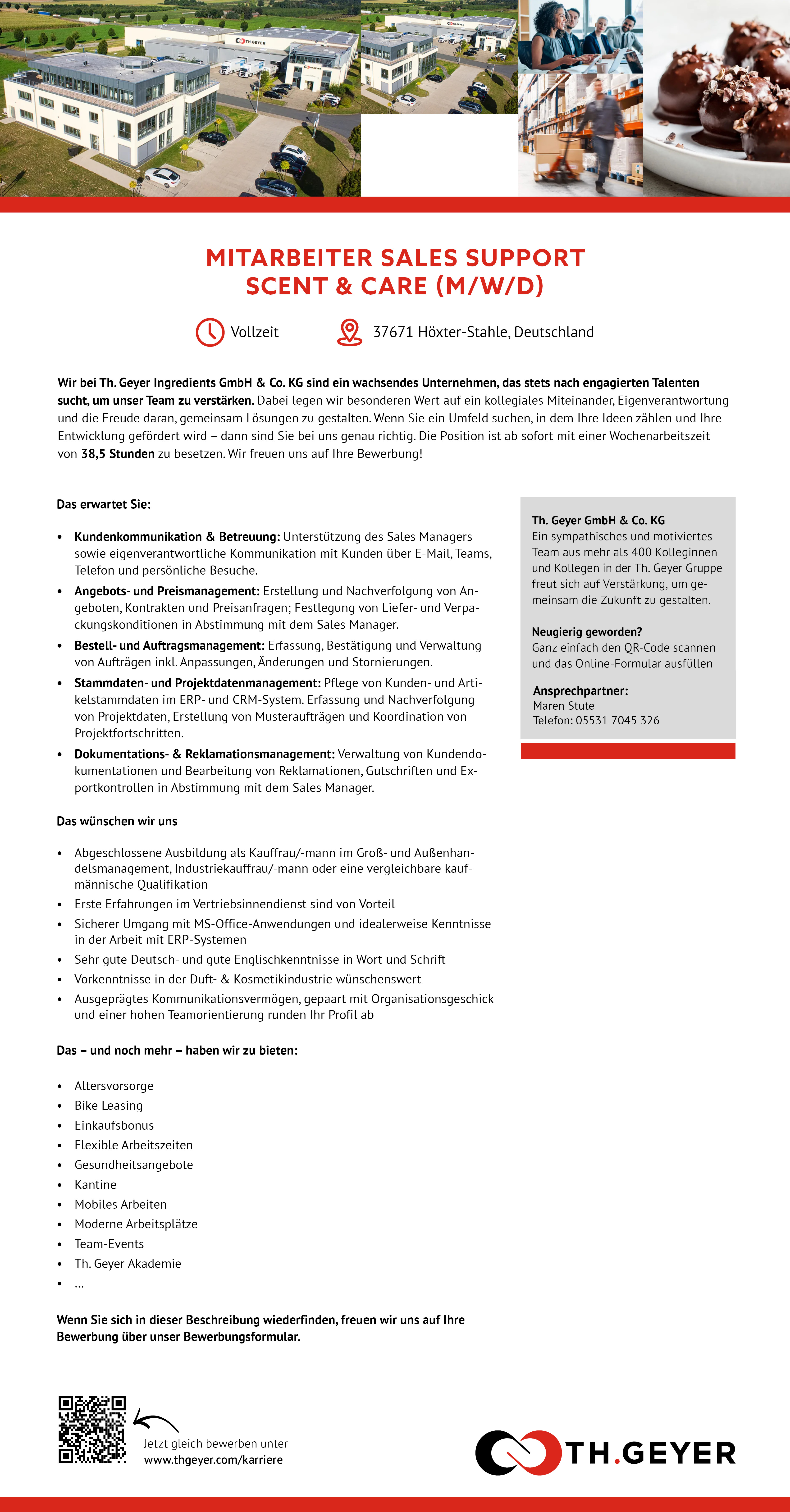 Mitarbeiter/in Sales Support Scent & Care (m/w/d) - TH.GEYER Höxter-Stahle