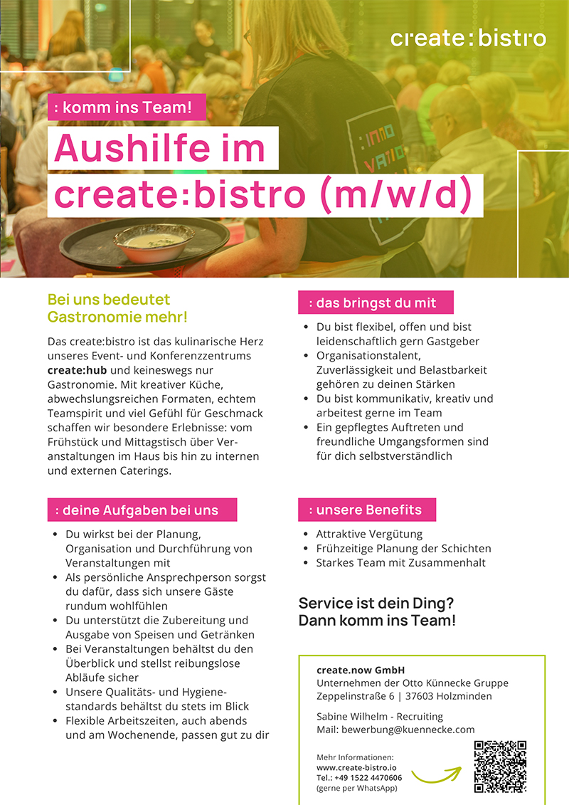 Aushilfe (m/w/d) - create.now GmbH